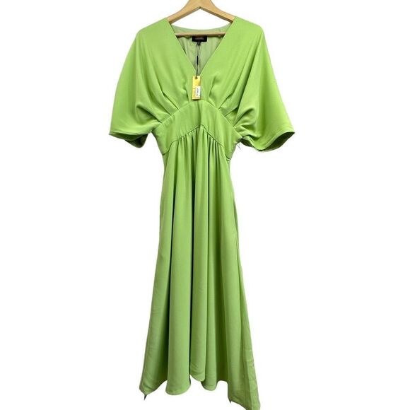 Alexia Admor August Midi Slit Sleeve Dress with Pockets Bright Green NWT 8 - Picture 10 of 11